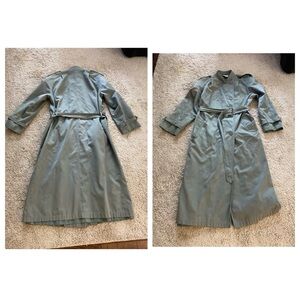 J.G. Hook vintage 80’s women Sz 10 lined Olive Green long belted Trench Coat